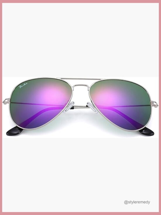 Metal Frame Aviator Sunglasses with Glass Lenses UV400 Protection main image 5